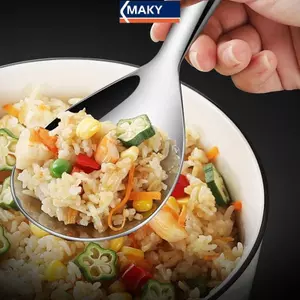 MAKY 304 Thìa Cơm Inox Chống Bỏng Dung Tích Lớn Thiên Nồi Muỗng Đa Năng Bộ Đồ Ăn Buffet Phục Vụ Thìa VN