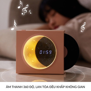 Loa Bluetooth Để Bàn Round X09 Đĩa Xoay Mặt Trăng Có Đồng Hồ Pin 1500mAh Thẻ TF