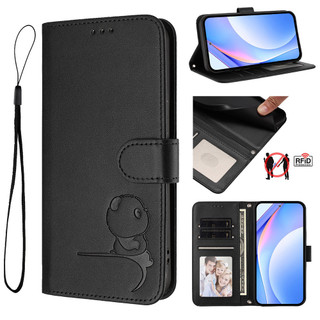 Ốp Ví Gấu Trúc Dễ Thương Cho Honor Magic 8 Pro Air 7 6 Lite X9D X9C Smart X9B X9A Thẻ Khe Cắm Ví Điện Thoại Có Dây Đeo Bảo Vệ RFID