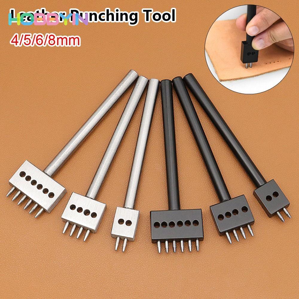 HOBBYIN 1 Cái Dụng cụ đục lỗ bằng da, 2 / 4 / 6Teeth 4 / 5 / 6 / 8mm Dụng cụ đục lỗ lỗ, Bộ khuôn tròn thủ công bằng thép thủ công