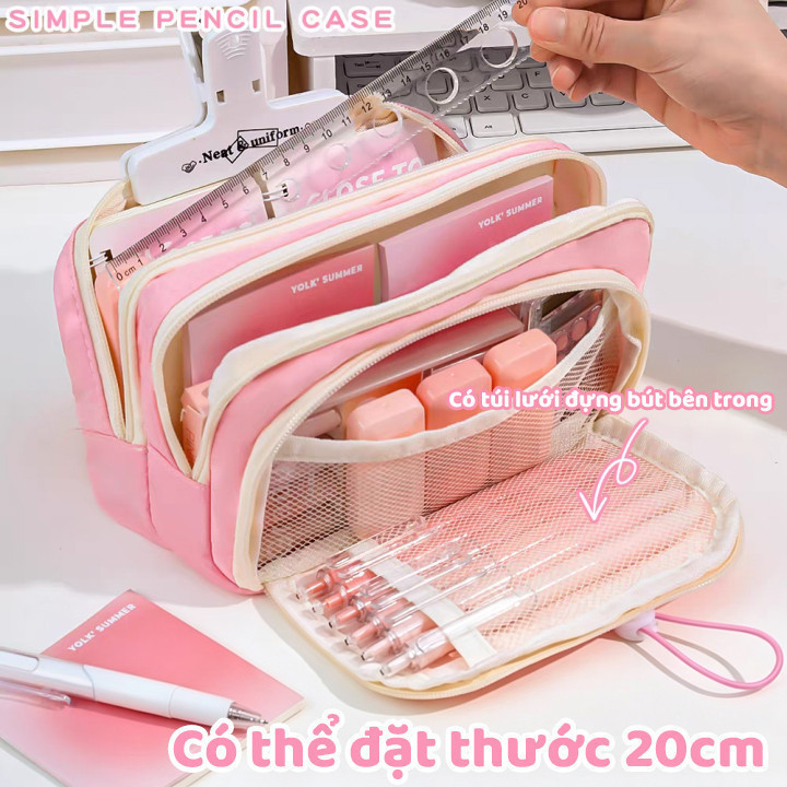 Túi Đựng Bút Học Sinh Bằng Vải, Bút Chì Dễ Thương Cho Bé Gái, Hộp Bút Nhiều Ngăn Cute, Văn Phòng Phẩm Tiện Dụng