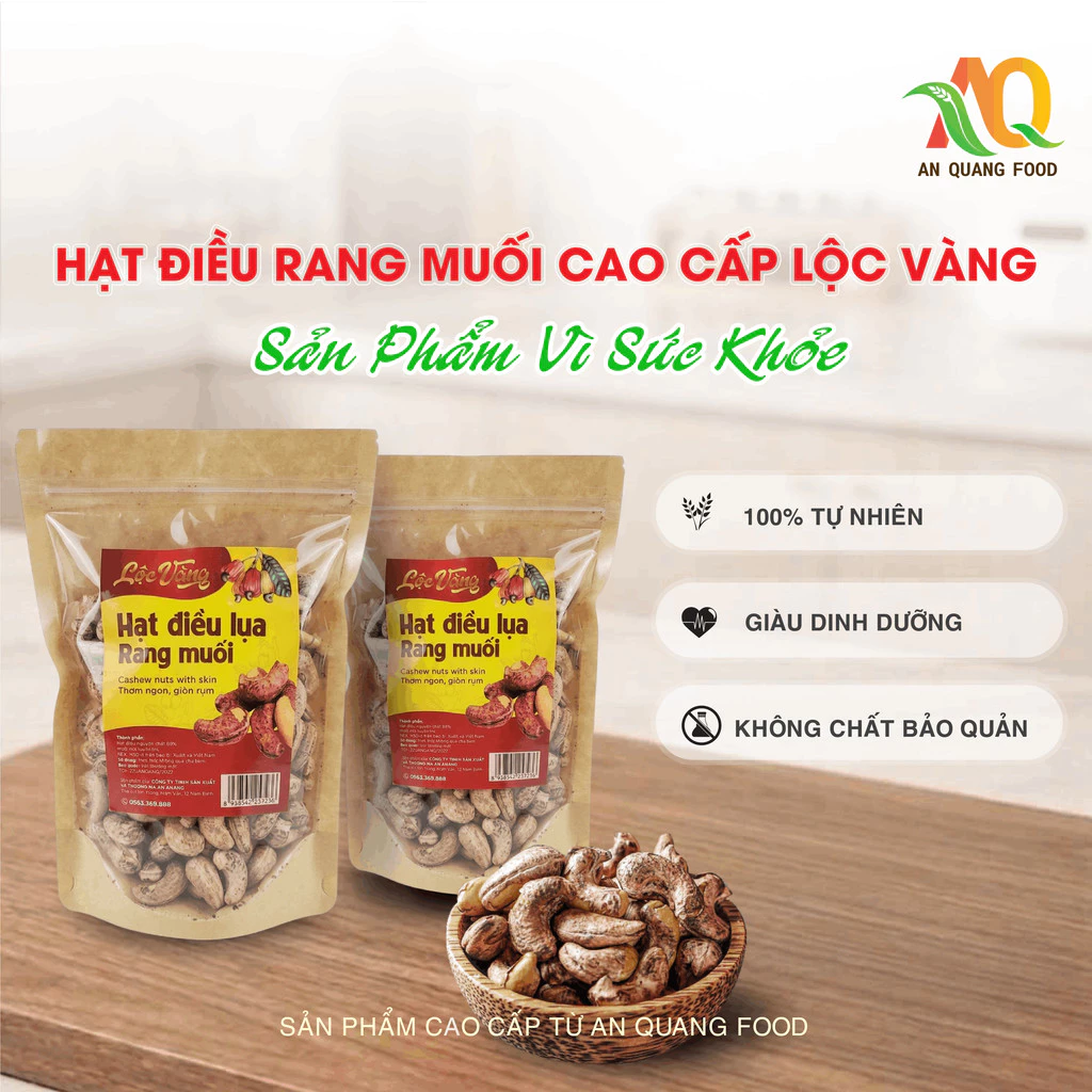 Hạt điều lụa rang muối cao cấp Lộc Vàng túi zip hạt điều giòn bùi snack dinh dưỡng bổ dưỡng