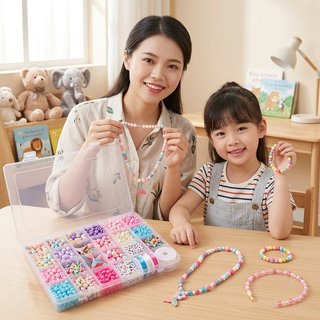 DIY Hạt Bộ Trang Sức Acrylic Quyến Rũ Vòng Tay Vòng Cổ Bộ Bé Gái Sáng Tạo Thủ Công Hộp Bảo Quản