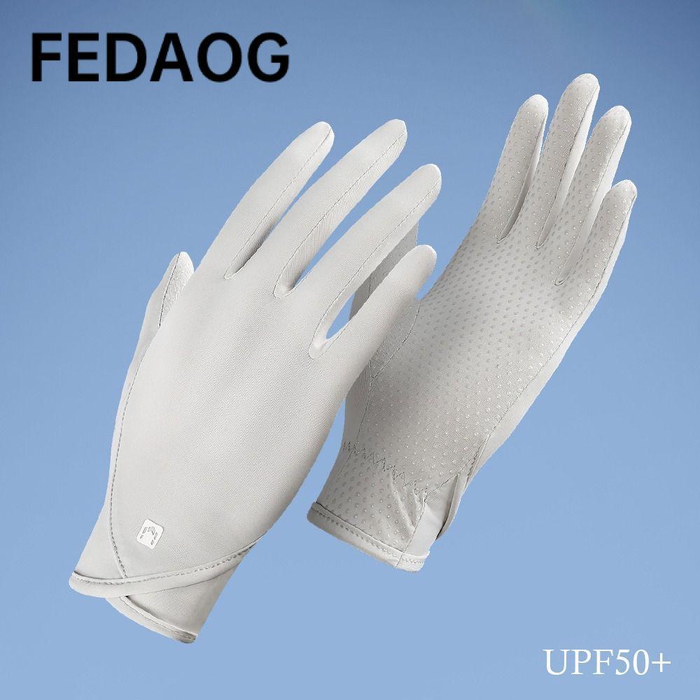 Găng tay chống nắng FEDAOG phong cách ngắn, chất liệu ice silk mỏng thoáng mát cho nữ và bé gái