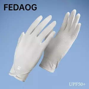 Găng tay chống nắng FEDAOG phong cách ngắn, chất liệu ice silk mỏng thoáng mát cho nữ và bé gái