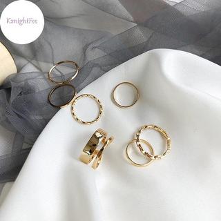 Bộ 7 Nhẫn Thời Trang Kim Loại Rỗng Tròn Mở, Phù Hợp Làm Quà Tặng Tiệc Cưới cho Bé gái và Người Lớn