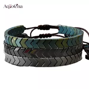 Vòng tay đá hematite tự nhiên, dễ điều chỉnh, phù hợp cho nam nữ - Quà tặng thời trang