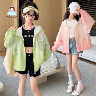 Áo chống nắng bé gái mỏng nhẹ thoáng khí có mũ - áo khoác mùa hè chống tia UV cho bé