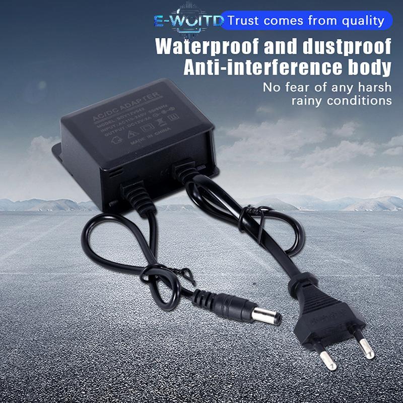 E-WOITD 1 Cái Chống Nước EU / US Cắm Bộ Chuyển Đổi Nguồn DC12V 2A Cho Giám Sát An Ninh Quan Sát Camera AHD Sạc NVR Đầu Vào DVR AC100V-240V E-WOITD