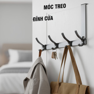 Anodized Nhôm Cửa Móc Giá Chống Rỉ Sét Trên Cửa Móc Treo Không Khoan Phòng Tắm Nhà Bếp Màu Xám