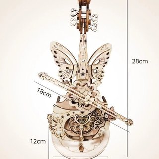 Hộp nhạc Violin bằng gỗ 3D Mô hình DIY Quà tặng âm nhạc tự nhiên Lâu đài trên bầu trời Trang trí