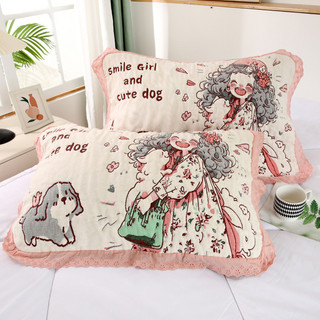Hàng sẵn có Sản phẩm mới Puff Cotton Gạc Gối Một Cặp Đôi Hoạt Hình Dễ Thương Gối Ký Túc Xá Ren Bốn 84UH