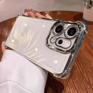 Ốp điện thoại, dành cho OPPO Reno14, 14F, Reno13, 13F, A5Pro 5G, trong suốt, mạ điện, giảm sốc, mềm mại, bảo vệ bốn góc của điện thoại thông minh.