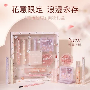 HiVi Hoa Ngôn Ngữ Ánh Sáng Thời Gian Trang Điểm Bộ 8 Món Quà Ngày Lễ Tình Nhân Quà Tặng Sinh Nhật Cho Bạn Gái Son Môi Phấn Mắt Che Khuyết Điểm Bút Chì Lông Mày QWPD