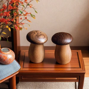 Sáng Tạo Thiết Thực Gỗ Chắc Chắn Tăm Giá Đỡ, Hộp Tăm Gia Đình, Đen Quả óc Chó Gỗ Sồi Khâu Đôi Bằng Gỗ Dễ Thương Nấm Tăm Lọ