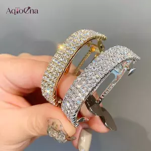 AqToCna Tinh Tế Kim Cương Giả Kẹp Tóc Cho Người Phụ Nữ Thời Trang Phụ Kiện Tóc Kim Cương Giả Đuôi Ngựa Kẹp Tóc Mũ Đội Đầu Tóc Barrettes AqToCna