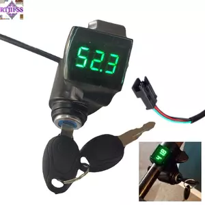 RTJIFSS Công Tắc Nguồn Khóa Màn Hình Xanh Xe Tay Ga Xe Máy Kỹ Thuật Số Vôn Kế Hiển Thị Mức Pin