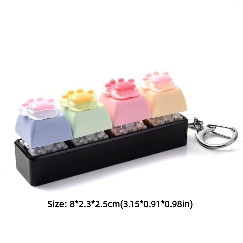 Đồ chơi Fidget bàn phím mèo AWNGD, Móc khóa Fidget giảm lo âu 4 phím, Nút nhấp chuột thư giãn đầy màu sắc Fidget giảm căng thẳng cho người lớn