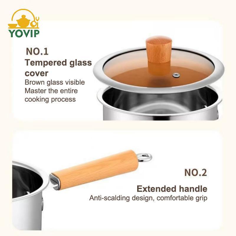 Bộ nồi chiên sâu bằng thép không gỉ YOVIP 3L có nắp giỏ để chế biến Chien Sna VN