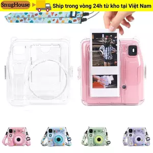 Máy ảnh tức thì SNUGHOUSE 3 trong 1, Vỏ bảo vệ trong suốt pha lê, có dây đeo vai Bảo quản ảnh chụp ảnh chống trầy xước cho Fujifilm Instax mini SE