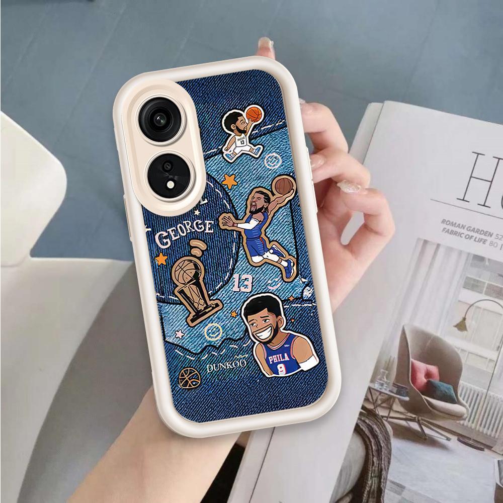 Ốp Lưng Cho OPPO A17 A17K A18 A38 A58 A60 4G Hoạt Hình Silicon Mềm Đáng Yêu Vỏ Điện Thoại TPU Bóng Rổ Cà Ri Mắt Thiên Thần Ốp Lưng Chống Sốc