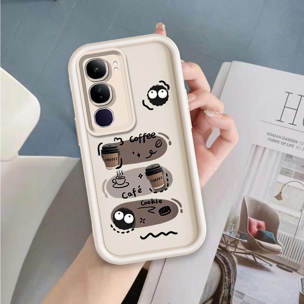 Ốp Lưng Cho VIVO Y19S Pro Y29 4G Hoạt Hình Silicon Mềm Vỏ Điện Thoại TPU Đen Bóng Than Thiên Thần Mắt Chống Sốc Mặt Sau