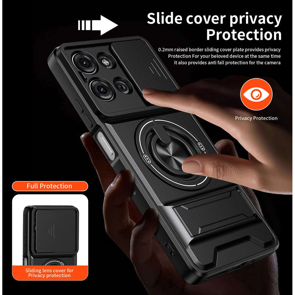 Ốp Điện Thoại Đa Năng Sang Trọng Thích Hợp Cho Motorola G75 G77 G67 5G Dây 360°Giá đỡ vòng có vỏ máy ảnh Vỏ bảo vệ toàn diện chống sốc