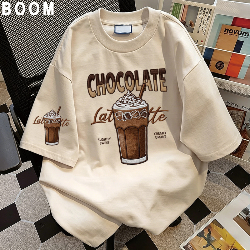BOOM Áo thun nữ kiểu hàn quốc form rộng tay lỡ cổ tròn cotton Mát-Hè hot trend in cách dễ thương Áo phông form vừaV22