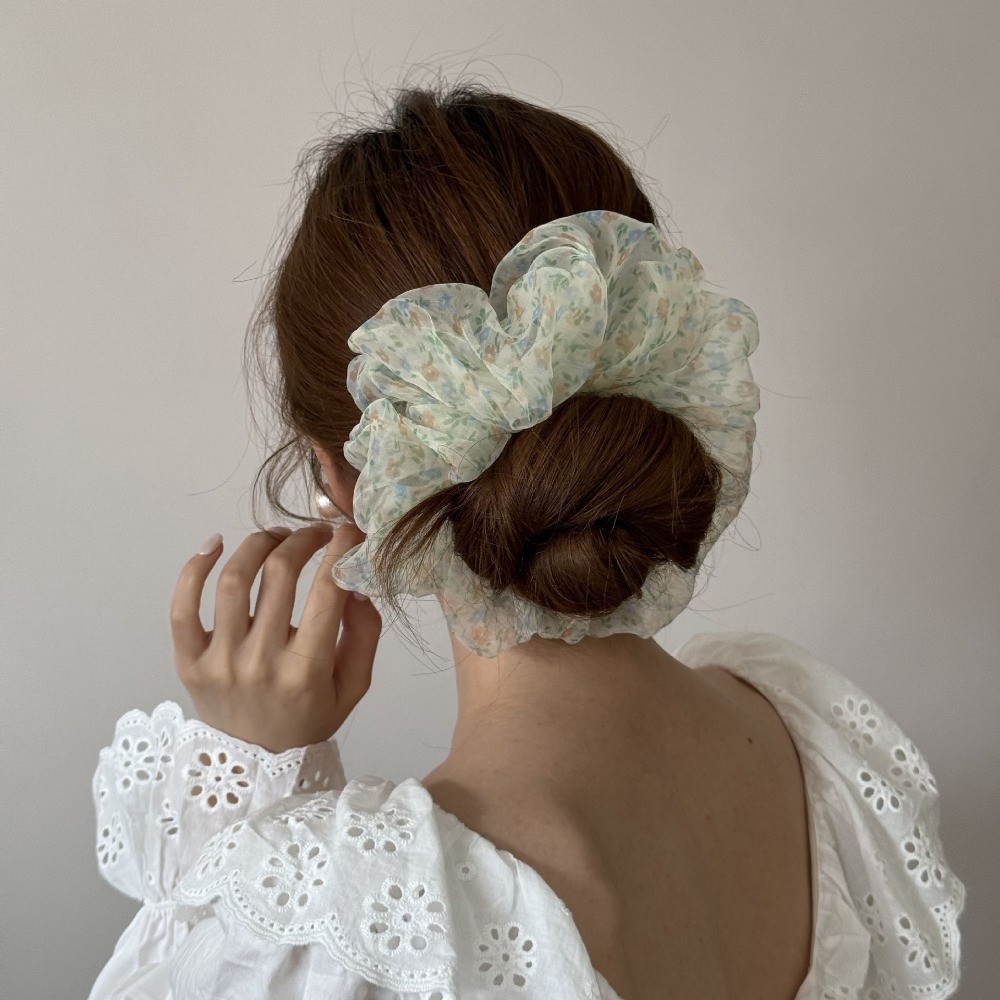 Hululu / Bầu Không Khí Pháp Cảm Thấy Kích Thước Lớn Organza Hoa Nhỏ Ruột Lớn Nhẹ Nhàng Dây Buộc Tóc Đuôi Ngựa Phụ Kiện Tóc