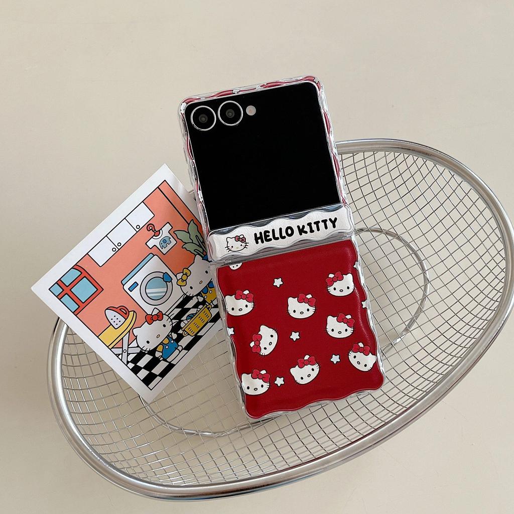 Thích Hợp Cho Samsung Galaxy ZFlip7 ZFlip6 Hoạt Hình Dễ Thương KT Avatars Thỏ Dễ Thương Cáo Nhỏ Vỏ Điện Thoại Dây Gấp Vỏ Cứng Cho Z Flip 7 6 5 5G Vỏ Bảo Vệ