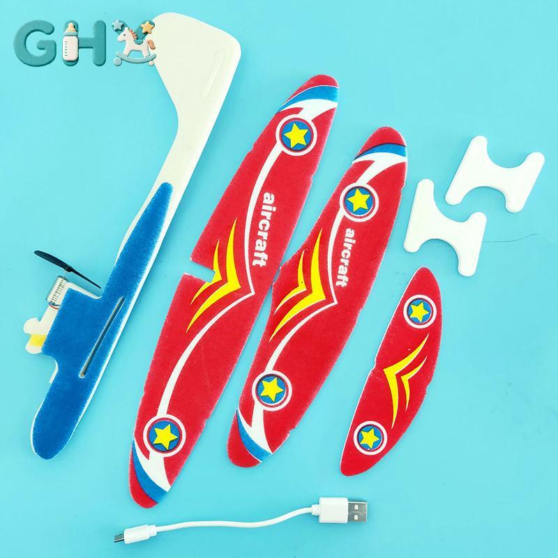 Đồ chơi ngoài trời mô hình máy bay xốp GHX, máy bay điện phóng tay, ném lượn, đồ chơi tạo bọt quán tính