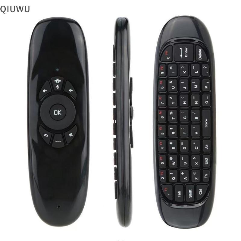 QIUWU 2.4GHz G Chuột Di Động C120 Air Mouse T10 Bàn Phím Chuột GYRO Air Fly Không Dây Sạc Cho Android TV Box m8s plus Z4.