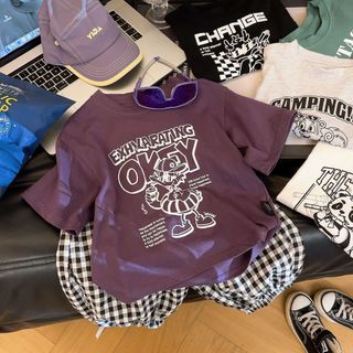 Áo thun trẻ em Amoi Áo thun Cotton ngắn tay dáng rộng thời trang bé trai hàng đầu