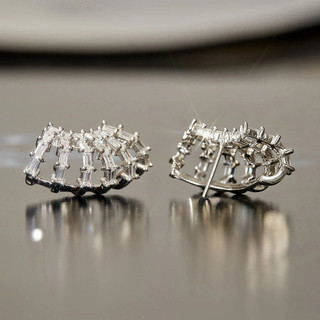 Châu Âu Mỹ ins Phong Cách Mới Rỗng Zircon Hình Học Bông Tai Nữ