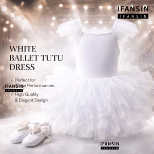 IFASIN Bé Gái Váy Ba Lê, Đầm Hoàng Tử Tay Ngắn Ba Lê TuTu Đầm, Chuyên Nghiệp Puffy Ballet Trình Diễn Trang Phục Chụp Ảnh