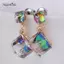 AqToCna Pha Lê Kim Cương Giả Bông Tai Zircon Bông Tai Nữ Cưới Cô Dâu Trang Sức AqToCna