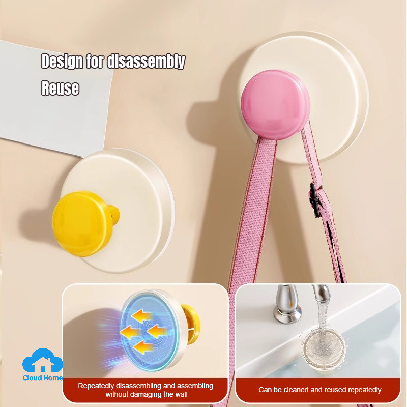 🌤️COD🌤️Móc treo đồ hút chân không, Móc Hút Tròn Treo Đồ Dán Tường Nhà Tắm Nhà Bếp Không Cần Khoan Đục Decor Xinh Xắn