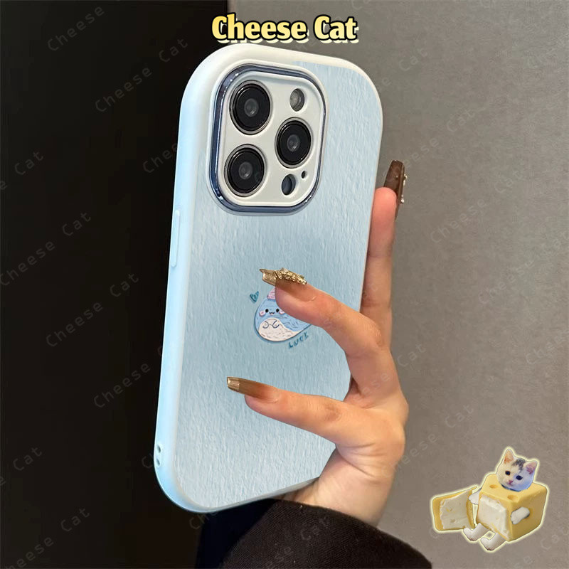cá voi xanh cho iPhone 11 12 13 14 15 16 17 Pro Max Plus 17 Air 7P Xs Max XR Ốp iPhone màu xanh dễ thương