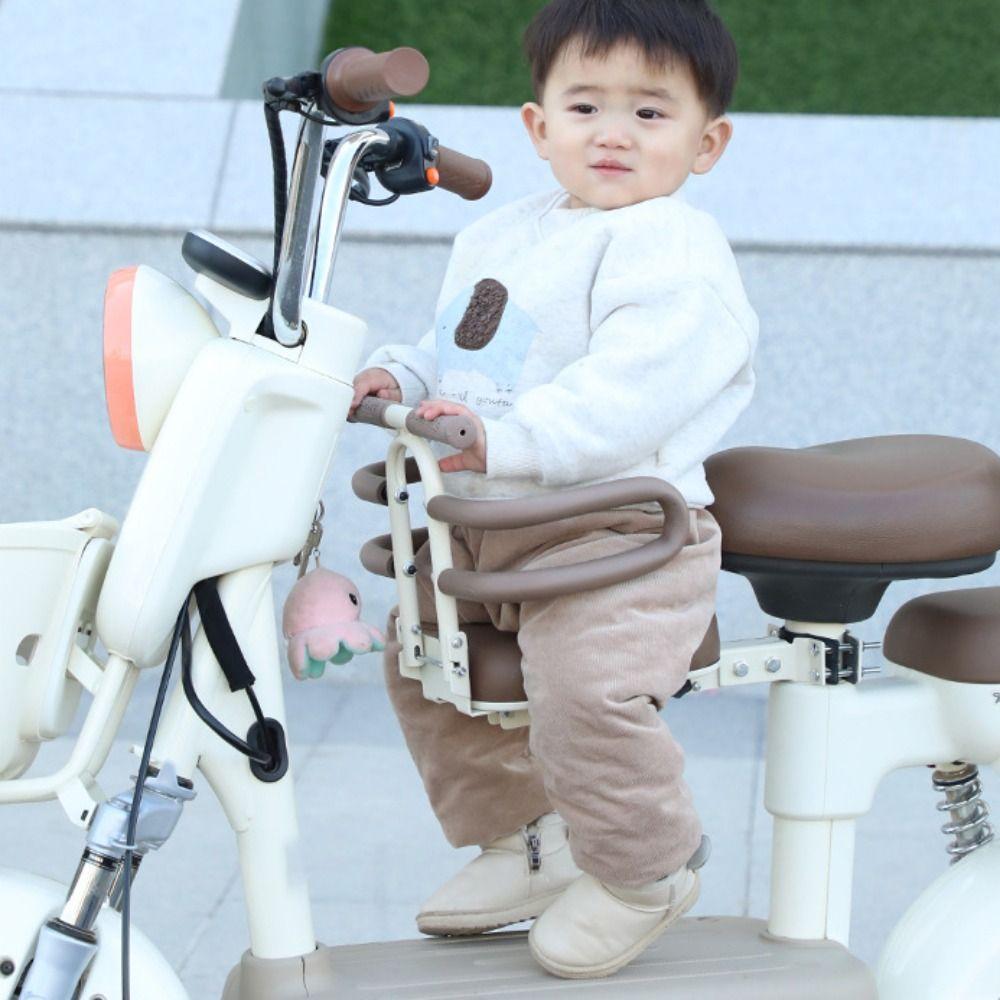 Ghế ngồi trẻ em phía trước xe với bàn đạp điều chỉnh được, giá đỡ an toàn gấp gọn cho xe điện và xe đạp