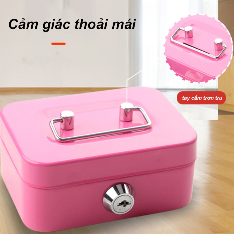 Ống tiết kiệm kim loại cầm tay, Hộp đựng tiền nhỏ có khóa, Hộp đựng tiền mini, Hộp đựng tiền an toàn