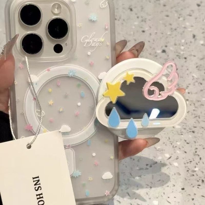 Ins Wind Cloud Mirror Giá đỡ từ tính Thích hợp cho iPhone17promax / 16 / 14 Vỏ bảo vệ 13 / 12 Nữ 15