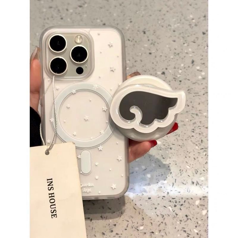 Vỏ bảo vệ gương cánh trắng Giá đỡ từ tính Apple 17pro / 16pro iPhone15 / 14 / 13 / 12