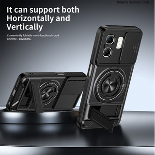 Mới Trượt Ống Kính Funda Cho Infinix Smart 9 HD Ốp Lưng Vòng Xoay Từ Tính Cho Infinix Hot 50i Ốp Lưng Có Thể Gập Lại Chân Đế Vỏ Giáp