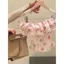 Pháp Phong Cách Ngọt Ngào Hoa Xù Ren Khâu Ống Áo Vest Nữ Xuân Hè Phong Cách Mới Một Vai Giảm Tuổi S