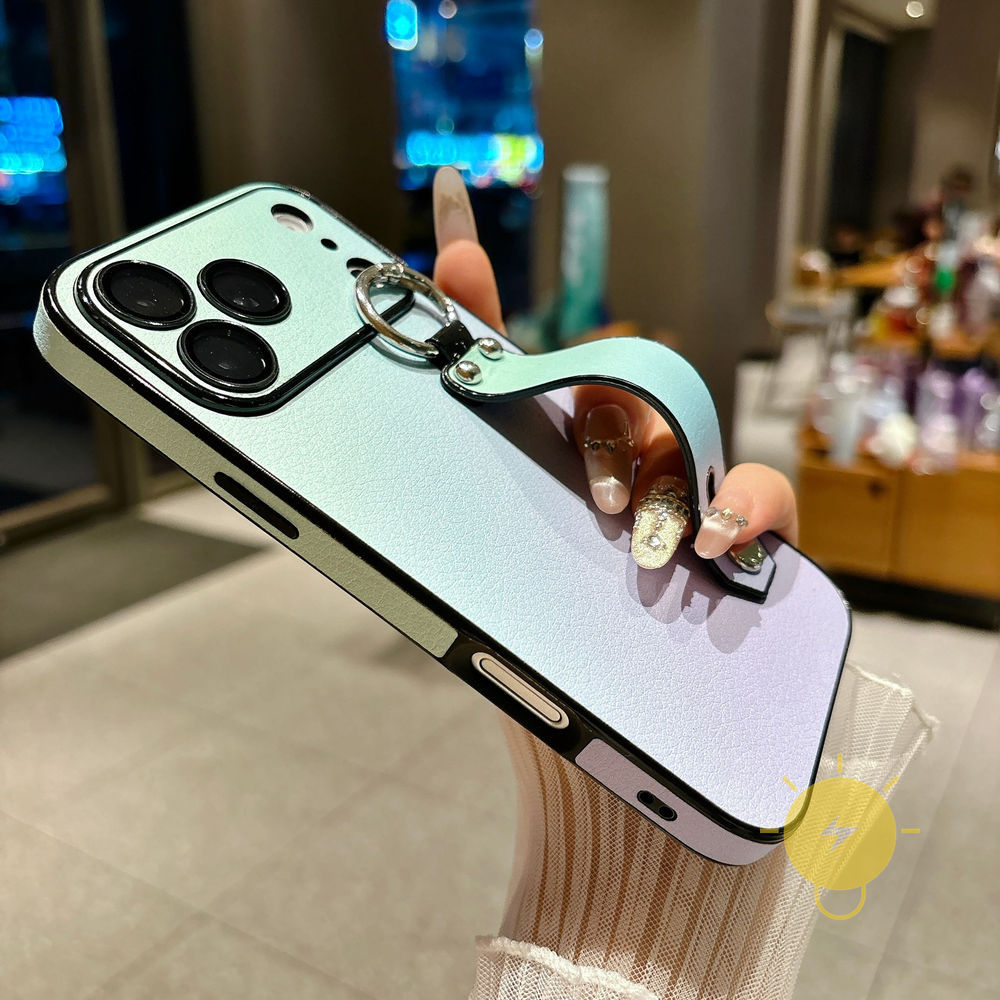 Phone Case For iPhone 17 Pro Max Plus 16 15 14 13  TPU Smudge Wristband Aesthetic Korean Cute
