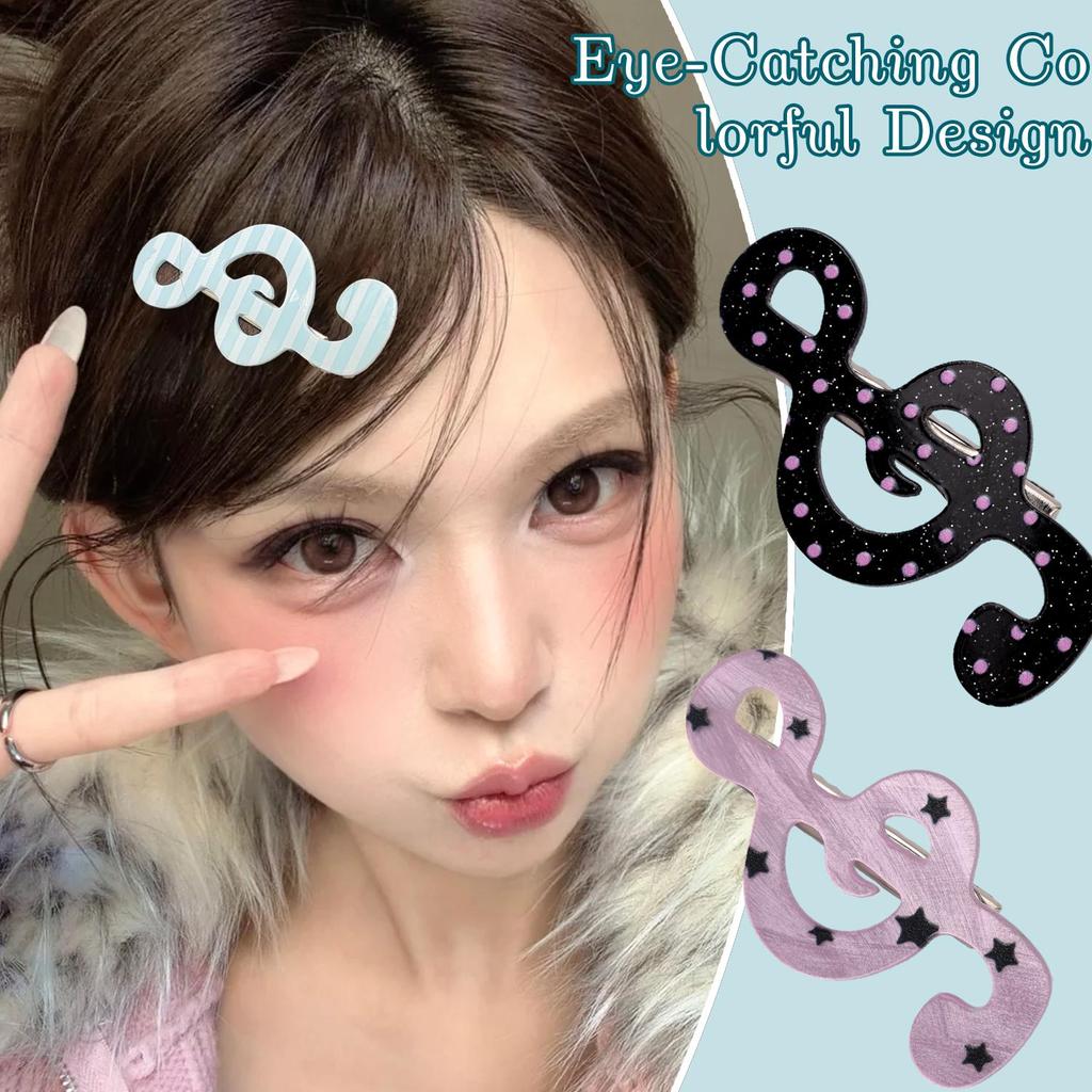Kẹp Móng Vuốt Tóc Nhựa Tối Giản - Vintage Ins Musical Note Style - Size Lớn Thời Trang Đuôi Ngựa Phụ Kiện Tóc Cho Bé Gái