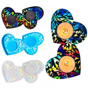 Khuôn silicone hình trái tim hai lỗ, tinh tế cho đồ trang trí và giá đỡ