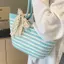 Túi xách bện dây Cotton dung tích lớn Tất cả các trận đấu Túi đeo vai sọc Túi đi biển thông thường Túi Tote đi lại hàng ngày 0X0I