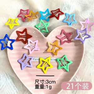21 Miếng [Newcomers Enjoy 5 Yuan Off] Kẹp Tóc Ngôi Sao Màu Dopamine Ngôi Sao Năm Cánh Mặt Kẹp Tóc bb Clip IRJF