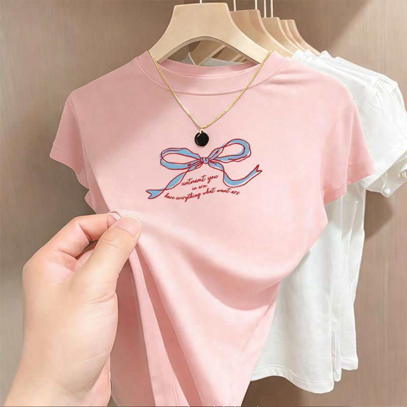 BOOM Áo Baby Tee Nữ Cotton Ôm Body-Áo Thun Ngắn Tay Y2K In Hình PhongCách Mùa Hè, Cổ Tròn Hàng Đầucách hàn quốc phongE32